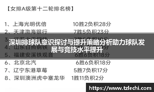 深圳排球队意识探讨与提升策略分析助力球队发展与竞技水平提升